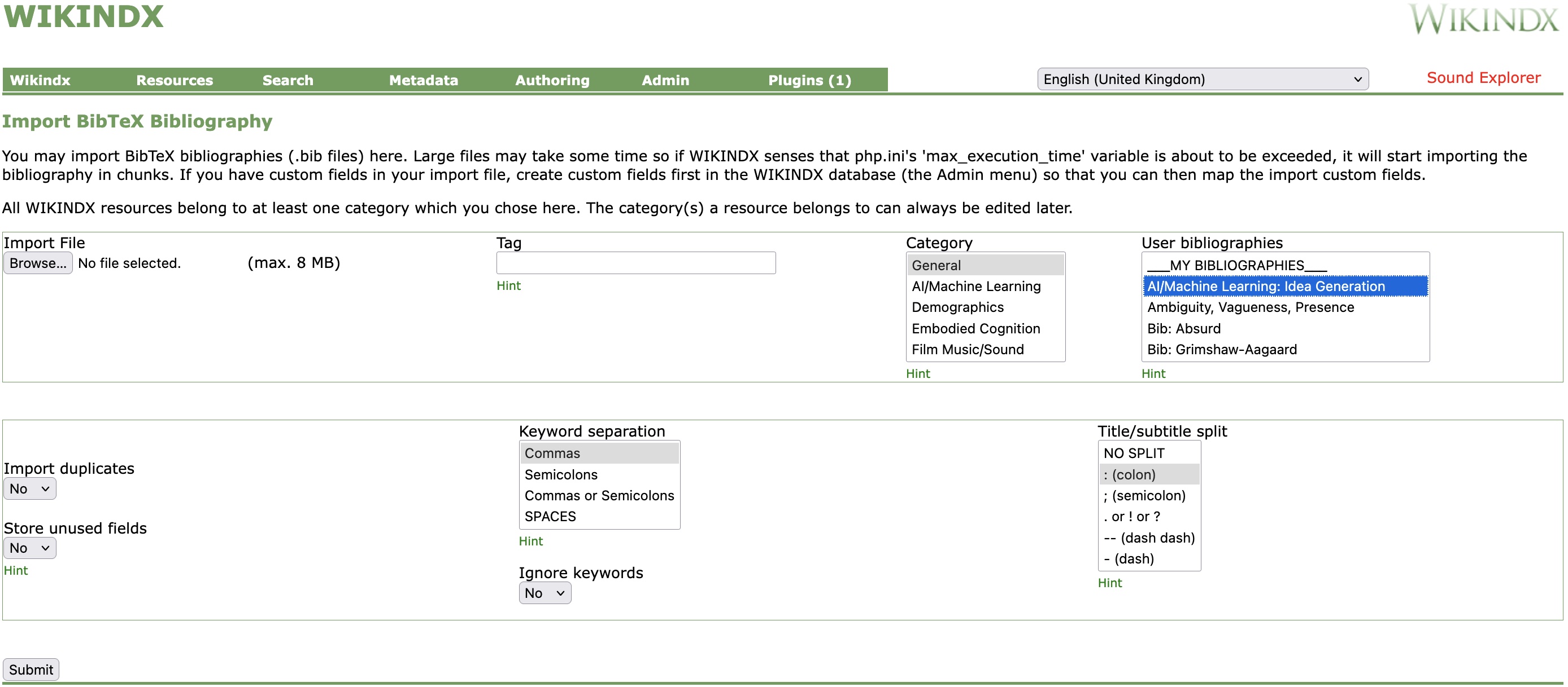 BibTeX Import