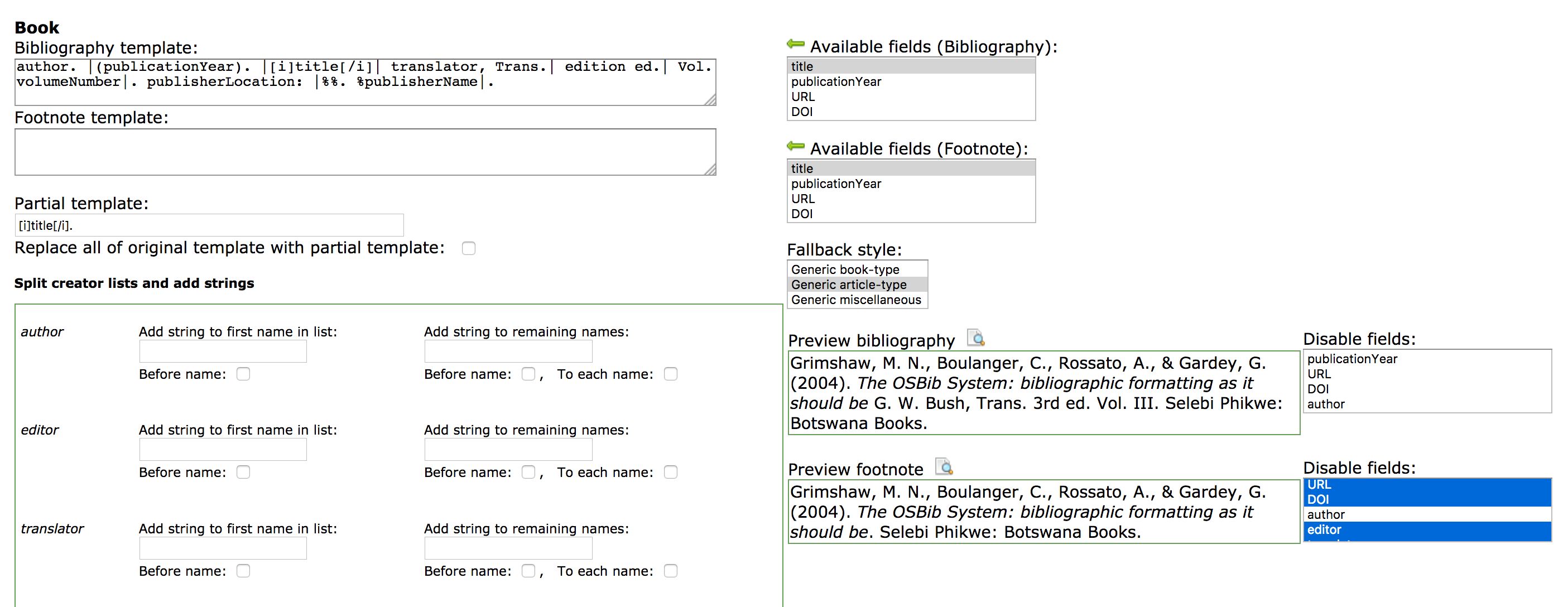Bibliographic Style Editor